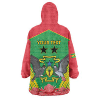 Personalised Sao Tome and Principe Wearable Blanket Hoodie Coat Of Arms With Porcelana Rose - Wonder Print Shop