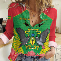 Personalised Sao Tome and Principe Women Casual Shirt Coat Of Arms With Porcelana Rose - Wonder Print Shop
