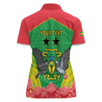 Personalised Sao Tome and Principe Women Polo Shirt Coat Of Arms With Porcelana Rose - Wonder Print Shop