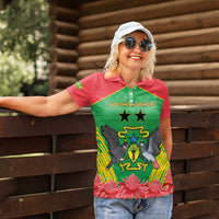 Personalised Sao Tome and Principe Women Polo Shirt Coat Of Arms With Porcelana Rose - Wonder Print Shop