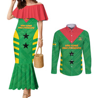 Custom Sao Tome and Principe Football Couples Matching Mermaid Dress and Long Sleeve Button Shirt Go Champions - Green Ver