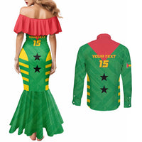 Custom Sao Tome and Principe Football Couples Matching Mermaid Dress and Long Sleeve Button Shirt Go Champions - Green Ver