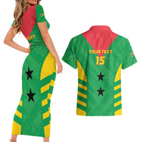 Custom Sao Tome and Principe Football Couples Matching Short Sleeve Bodycon Dress and Hawaiian Shirt Go Champions - Green Ver