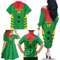 Custom Sao Tome and Principe Football Family Matching Off The Shoulder Long Sleeve Dress and Hawaiian Shirt Go Champions - Green Ver