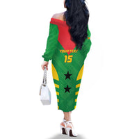 Custom Sao Tome and Principe Football Family Matching Off The Shoulder Long Sleeve Dress and Hawaiian Shirt Go Champions - Green Ver
