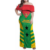 Custom Sao Tome and Principe Football Family Matching Off Shoulder Maxi Dress and Hawaiian Shirt Go Champions - Green Ver - Wonder Print Shop