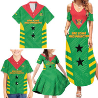 Custom Sao Tome and Principe Football Family Matching Summer Maxi Dress and Hawaiian Shirt Go Champions - Green Ver - Wonder Print Shop