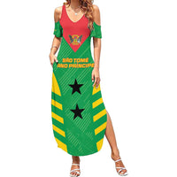 Custom Sao Tome and Principe Football Family Matching Summer Maxi Dress and Hawaiian Shirt Go Champions - Green Ver - Wonder Print Shop