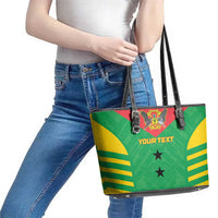 Custom Sao Tome and Principe Football Leather Tote Bag Go Champions - Green Ver