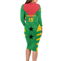 Custom Sao Tome and Principe Football Long Sleeve Bodycon Dress Go Champions - Green Ver - Wonder Print Shop