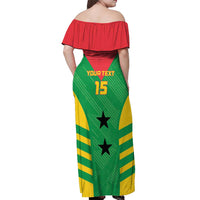 Custom Sao Tome and Principe Football Off Shoulder Maxi Dress Go Champions - Green Ver - Wonder Print Shop
