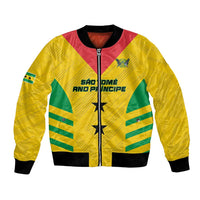 Custom Sao Tome and Principe Football Bomber Jacket Go Champions - Yellow Ver - Wonder Print Shop
