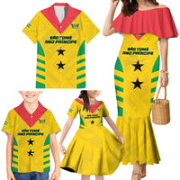 Custom Sao Tome and Principe Football Family Matching Mermaid Dress and Hawaiian Shirt Go Champions - Yellow Ver - Wonder Print Shop
