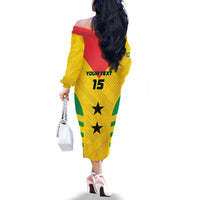 Custom Sao Tome and Principe Football Family Matching Off The Shoulder Long Sleeve Dress and Hawaiian Shirt Go Champions - Yellow Ver