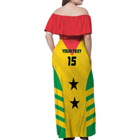 Custom Sao Tome and Principe Football Family Matching Off Shoulder Maxi Dress and Hawaiian Shirt Go Champions - Yellow Ver - Wonder Print Shop
