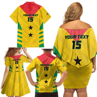 Custom Sao Tome and Principe Football Family Matching Off Shoulder Short Dress and Hawaiian Shirt Go Champions - Yellow Ver - Wonder Print Shop
