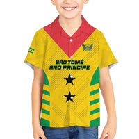 Custom Sao Tome and Principe Football Family Matching Off Shoulder Short Dress and Hawaiian Shirt Go Champions - Yellow Ver - Wonder Print Shop
