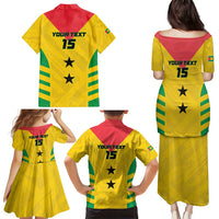 Custom Sao Tome and Principe Football Family Matching Puletasi and Hawaiian Shirt Go Champions - Yellow Ver