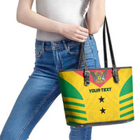 Custom Sao Tome and Principe Football Leather Tote Bag Go Champions - Yellow Ver