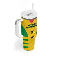 Custom Sao Tome and Principe Football Tumbler With Handle Go Champions - Yellow Color - Wonder Print Shop