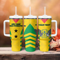 Custom Sao Tome and Principe Football Tumbler With Handle Go Champions - Yellow Color - Wonder Print Shop