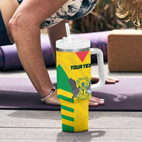 Custom Sao Tome and Principe Football Tumbler With Handle Go Champions - Yellow Color - Wonder Print Shop