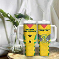 Custom Sao Tome and Principe Football Tumbler With Handle Go Champions - Yellow Color - Wonder Print Shop