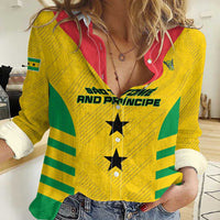Custom Sao Tome and Principe Football Women Casual Shirt Go Champions - Yellow Ver - Wonder Print Shop