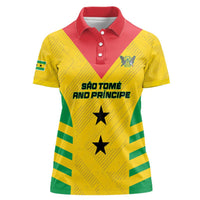 Custom Sao Tome and Principe Football Women Polo Shirt Go Champions - Yellow Ver - Wonder Print Shop