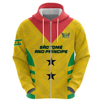 Custom Sao Tome and Principe Football Zip Hoodie Go Champions - Yellow Ver - Wonder Print Shop