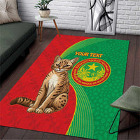 Personalised Mauritania Area Rug African Wild Cat With Coat Of Arms - Wonder Print Shop