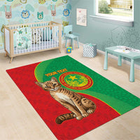 Personalised Mauritania Area Rug African Wild Cat With Coat Of Arms - Wonder Print Shop