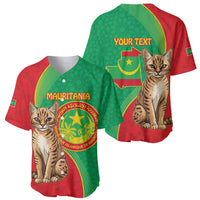 Personalised Mauritania Baseball Jersey African Wild Cat With Coat Of Arms - Wonder Print Shop