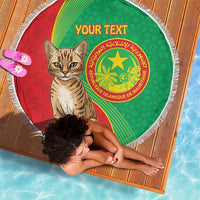 Personalised Mauritania Beach Blanket African Wild Cat With Coat Of Arms - Wonder Print Shop