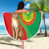 Personalised Mauritania Beach Blanket African Wild Cat With Coat Of Arms - Wonder Print Shop
