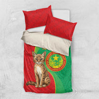 Personalised Mauritania Bedding Set African Wild Cat With Coat Of Arms - Wonder Print Shop