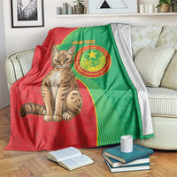 Personalised Mauritania Blanket African Wild Cat With Coat Of Arms