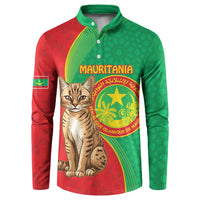 Personalised Mauritania Button Sweatshirt African Wild Cat With Coat Of Arms - Wonder Print Shop