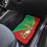 Personalised Mauritania Car Mats African Wild Cat With Coat Of Arms - Wonder Print Shop