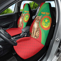 Personalised Mauritania Car Seat Cover African Wild Cat With Coat Of Arms - Wonder Print Shop