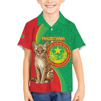 Personalised Mauritania Family Matching Tank Maxi Dress and Hawaiian Shirt African Wild Cat With Coat Of Arms - Wonder Print Shop