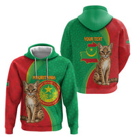 Personalised Mauritania Hoodie African Wild Cat With Coat Of Arms - Wonder Print Shop