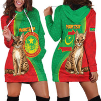 Personalised Mauritania Hoodie Dress African Wild Cat With Coat Of Arms - Wonder Print Shop