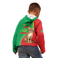 Personalised Mauritania Kid Hoodie African Wild Cat With Coat Of Arms - Wonder Print Shop