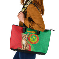 Personalised Mauritania Leather Tote Bag African Wild Cat With Coat Of Arms