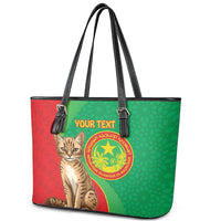 Personalised Mauritania Leather Tote Bag African Wild Cat With Coat Of Arms