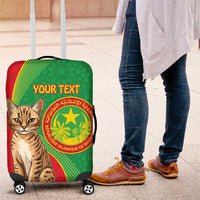 Personalised Mauritania Luggage Cover African Wild Cat With Coat Of Arms - Wonder Print Shop