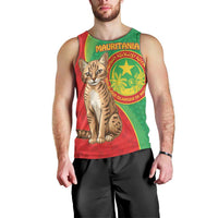 Personalised Mauritania Men Tank Top African Wild Cat With Coat Of Arms - Wonder Print Shop
