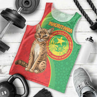 Personalised Mauritania Men Tank Top African Wild Cat With Coat Of Arms - Wonder Print Shop