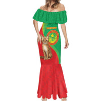 Personalised Mauritania Mermaid Dress African Wild Cat With Coat Of Arms - Wonder Print Shop